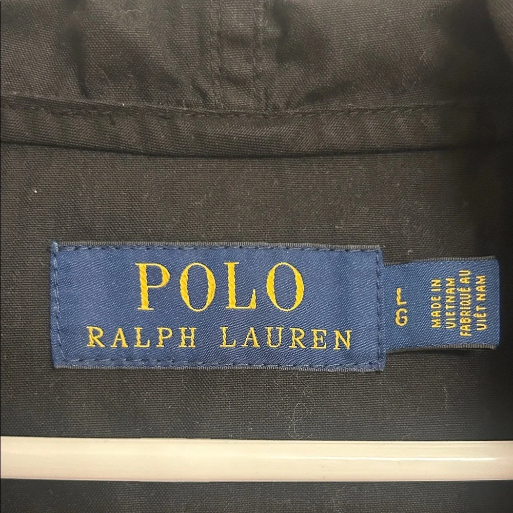 Polo by Ralph Lauren Black Windbreaker Jacket Cotton Nylon Size Large
